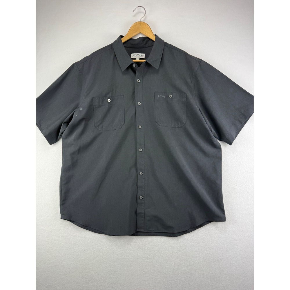 Orvis Shirt Mens‎ XXL Charcoal Gray Short Sleeve Button Down Classic Collection